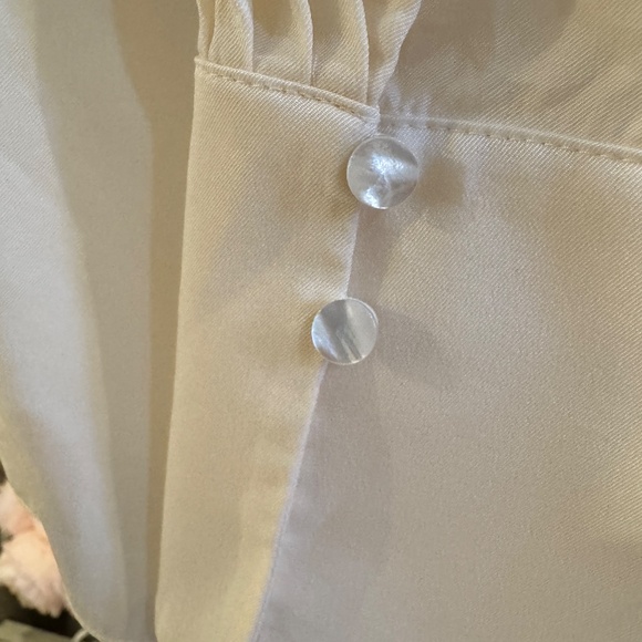 THEORY 100% SILK FLUID TUNIC SHIRT | V NECK TIE FRONT | FRENCH CUFF | HOLIDAY - Picture 6 of 11